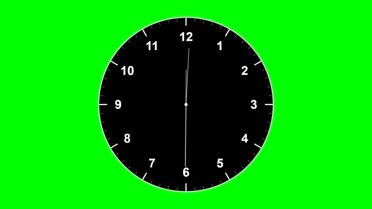 Analog Clock Face Spinning Rapidly on Green Screen