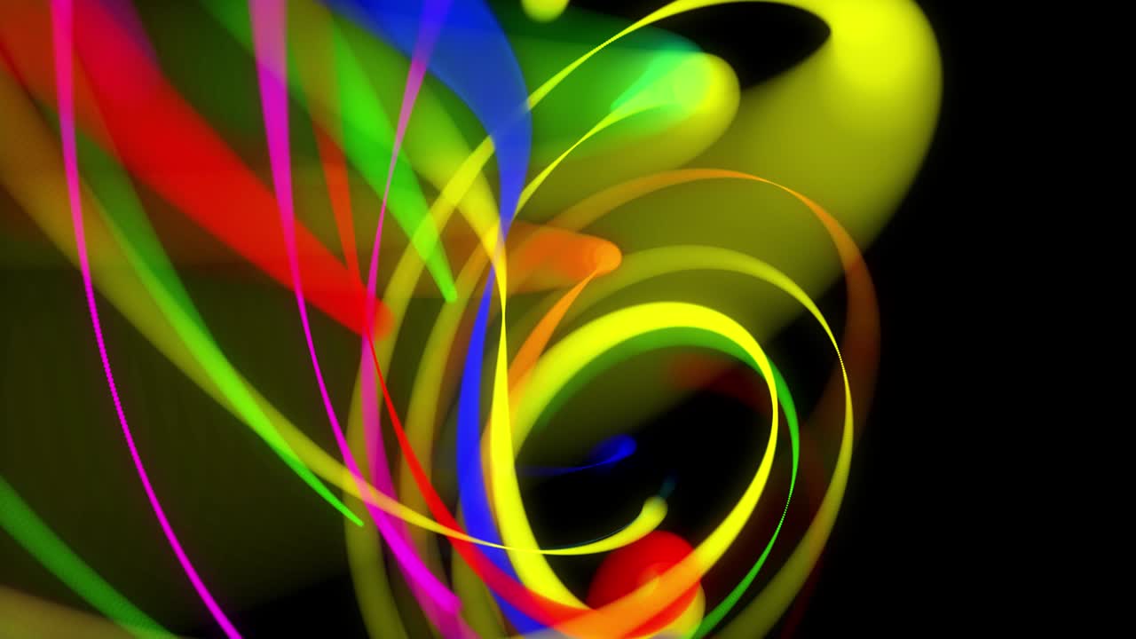 líneas de color o rayas girando en espiral vuelan a lo largo de la trayectoria giratoria. diseño de movimiento bg de partículas que forman líneas o senderos, hélice y estructuras abstractas. render 3d