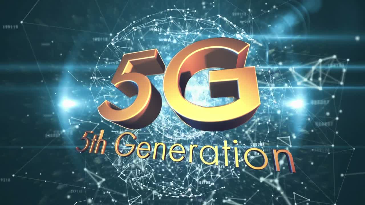 animación digital de texto 5g contra el globo de la red de conexiones sobre fondo azul