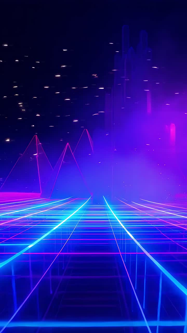 Retro-futuristico Sci-Fi Retrowave Griglia Neon 4K