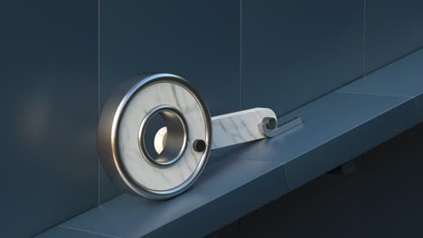 a loopable 3d render animation of bearing rotating and climbing, metallic and marble
