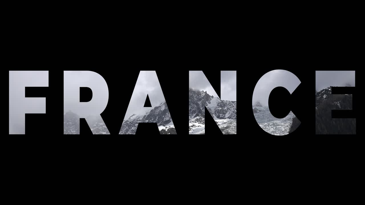 프랑스 의 알프스 산맥 에 있는 눈  ⁇ 인 산악 풍경 과 프랑스 를 표시 한 그래픽