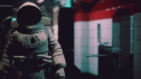 astronauta en el metro subterráneo