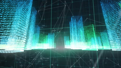 animation of glowing servers over connections and grid