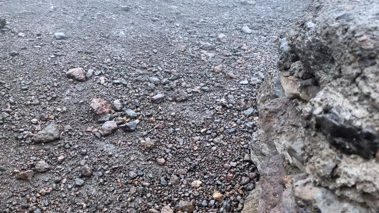 The inscription on the stone "Lava Tower. Arrow Glacier" on the path