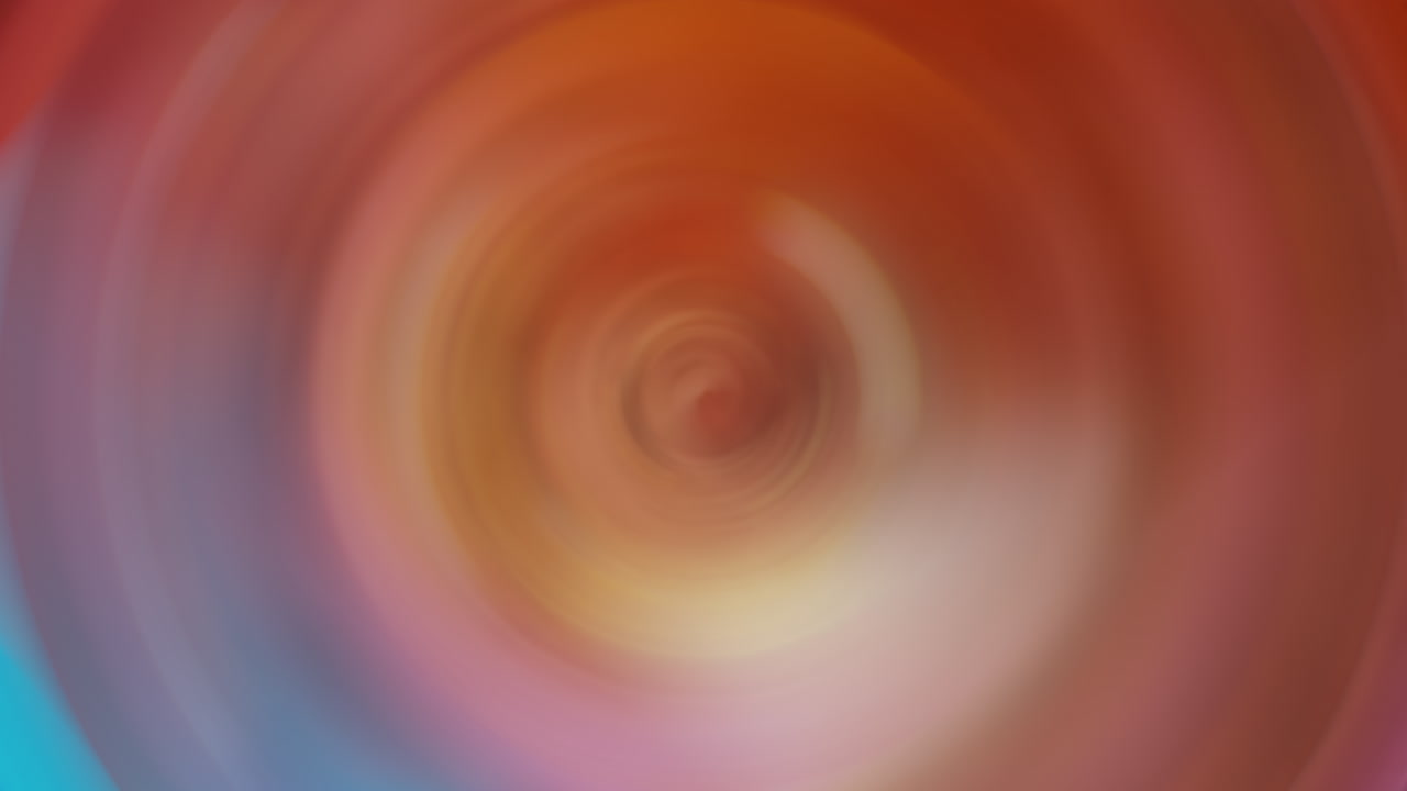 una animación vintage: muchos círculos giratorios giratorios, zoom radial, moviéndose hacia la izquierda, en el estilo clásico de la película b de grindhouse