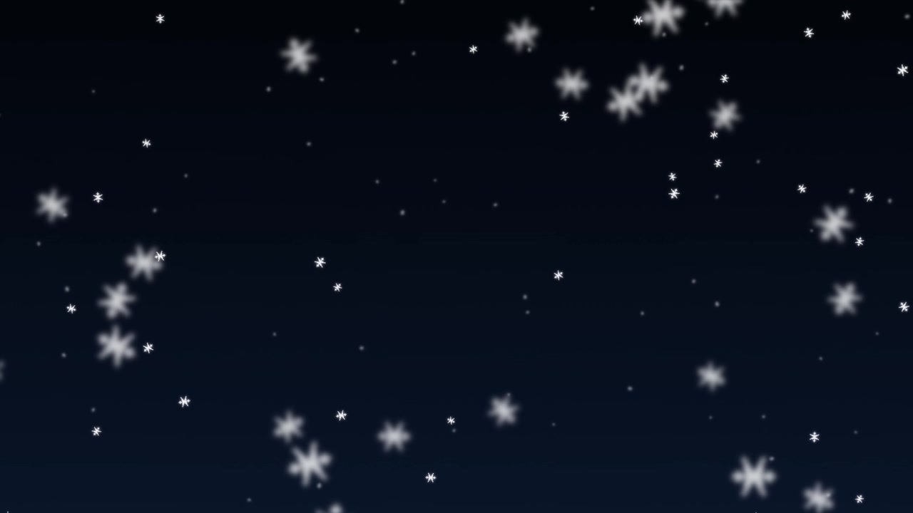 White Snowflakes Falling Against a Dark Blue Background