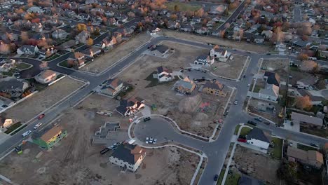 american city residential development site, aerial view