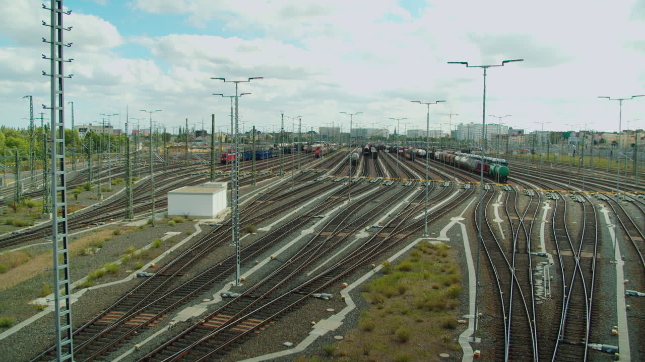 Time lapse of a rail fiddle yard with moving shadows