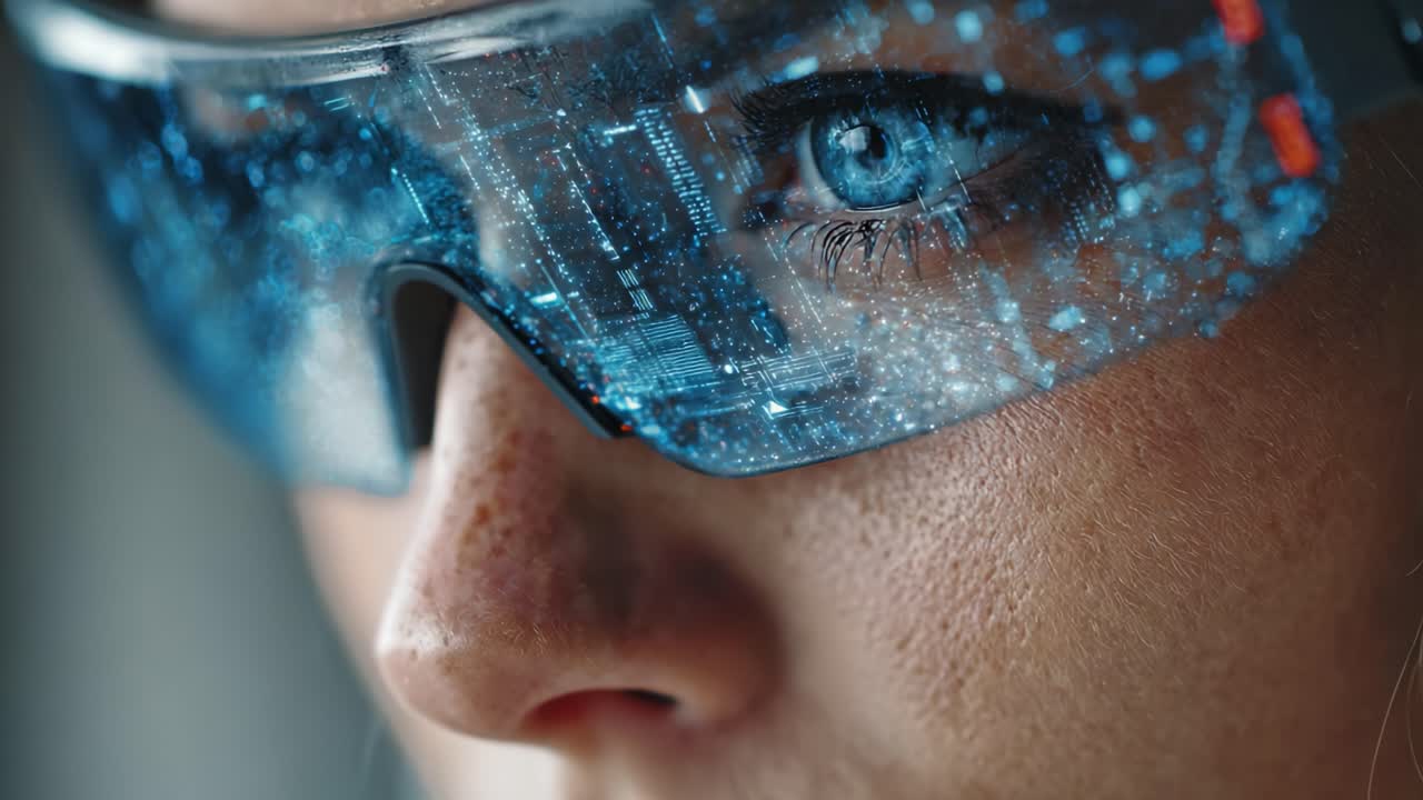 Exploring the Future of Technology: A Close-Up on Innovative Augmented Reality Glasses Capturing Digital Vision and User Interaction