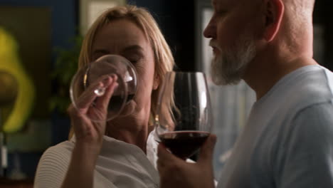 couple drinking wine at home