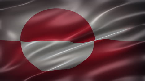 The-Flag-of-Greenland,-Kalaallit-erfalasuat-font-view,-full-frame,-sleek,-glossy,-fluttering,-elegant-silky-texture,-waving-in-the-wind,-realistic-4K-CG-animation,-movie-like-look,-seamless-loop-able