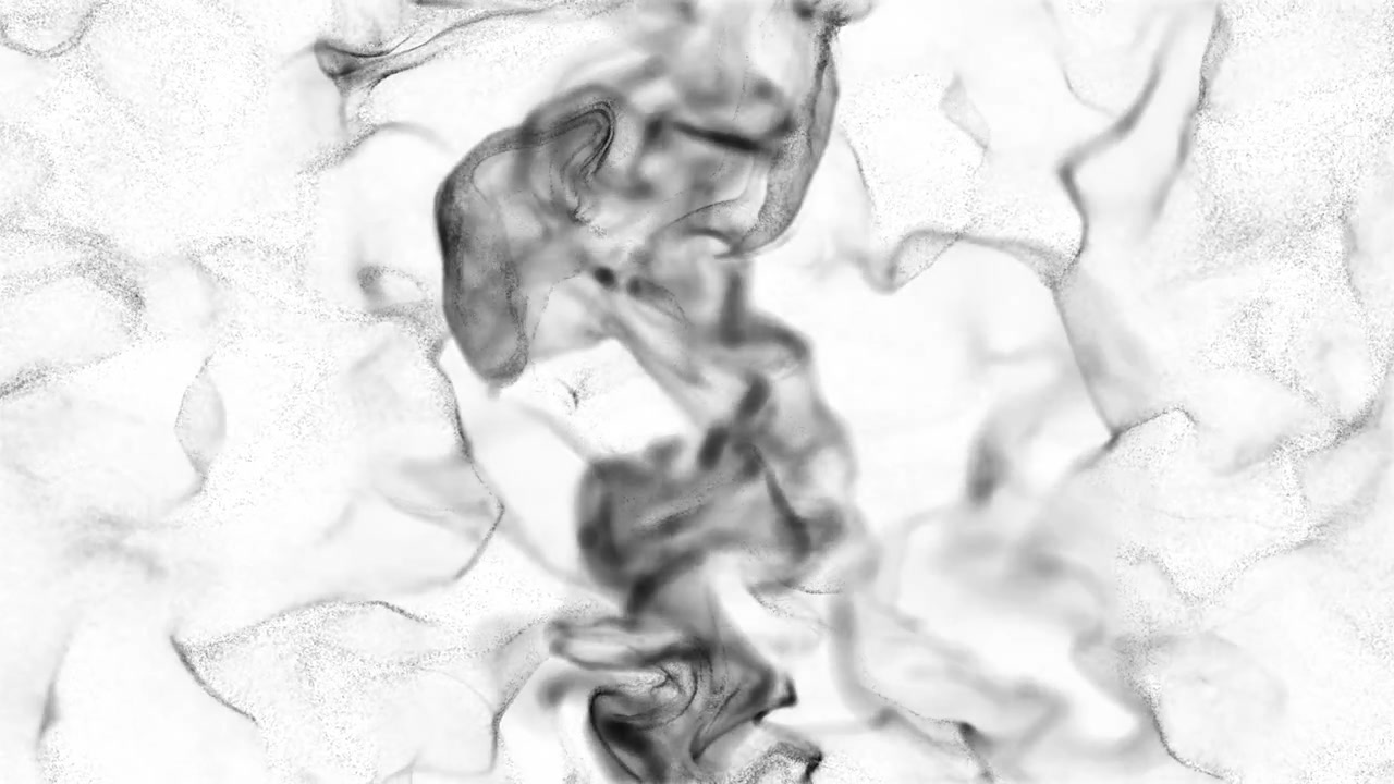 Astratta collisione di fumo scuro su sfondo bianco