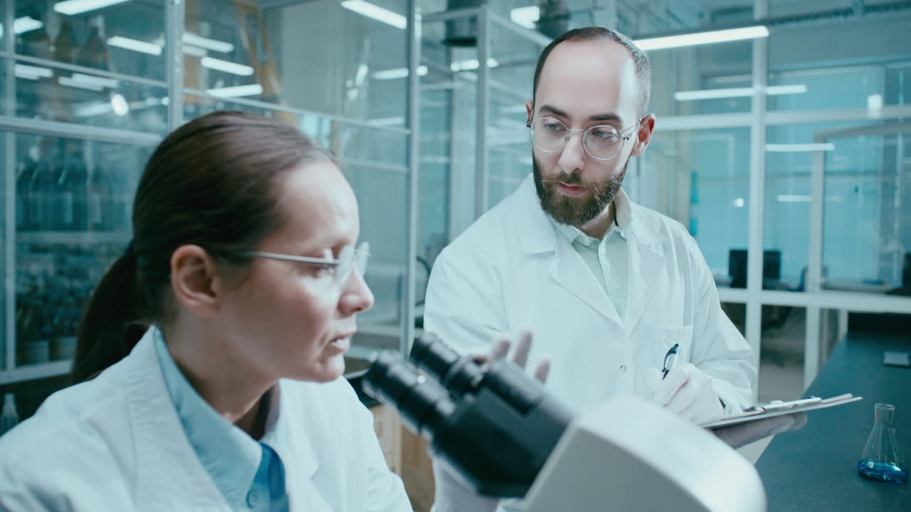Due Scienziati Che Conducono Ricerche e Redigono i Risultati in Laboratorio