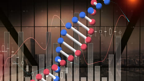 animación de la cadena de adn sobre las estadísticas