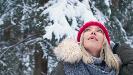 Schöne-Frau,-Die-Die-Natur-Im-Winter-Liebt