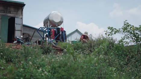 rural scene with clothes washing