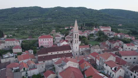 aerial: stari grad, hvar island, croatia, highlighting st