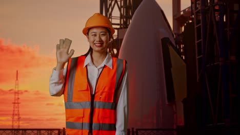 female engineer at rocket launch site