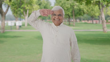 Happy-Indian-old-man-saluting-in-park