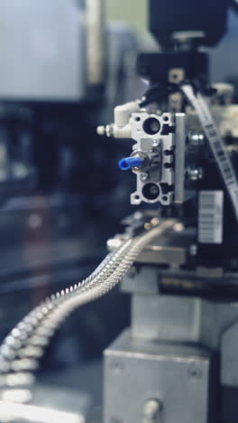 close-up of industrial automation machinery