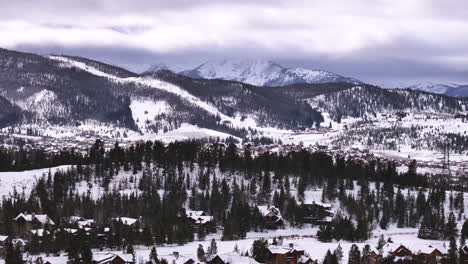 cinematic colorado aerial drone winter december christmas summit cove keystone ski resort epic local pass entrance rocky mountains i70 breckenridge vail summit county high country living backwards