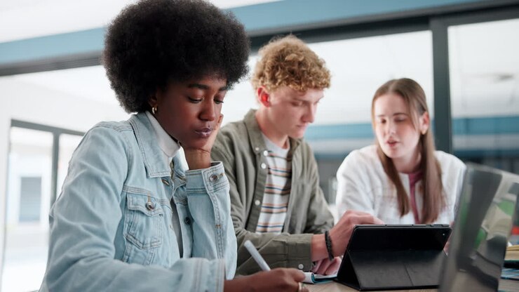 Group of students studying together