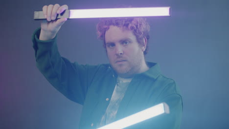 Man with LED Lights