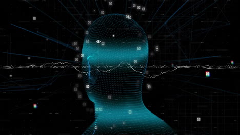 animación de diagrama y escaneo de alcance sobre humano digital