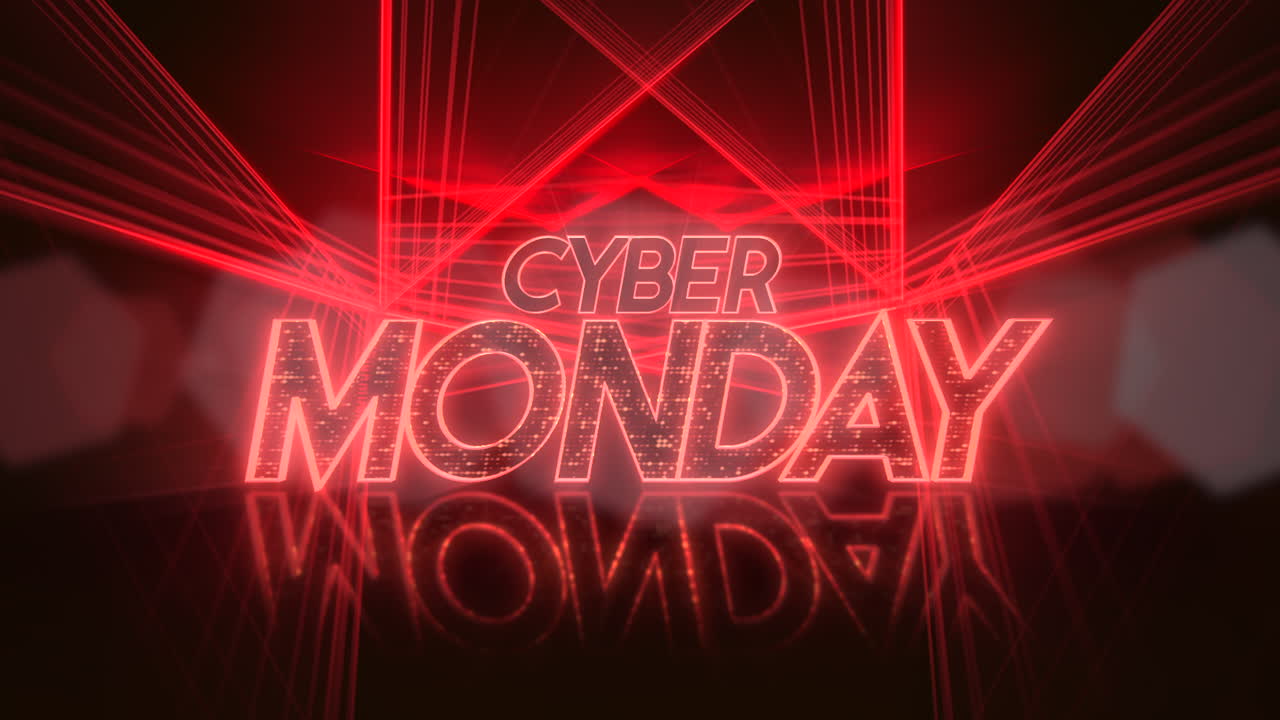 lunes cibernético en el escenario con líneas láser rojas