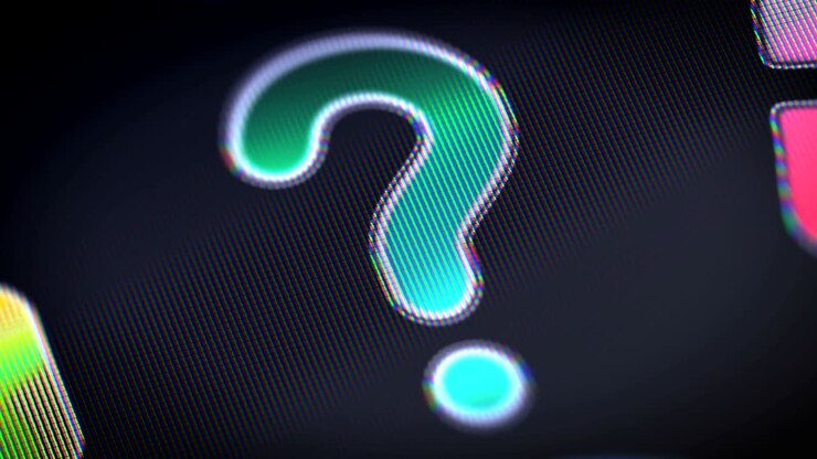 Question mark on the screen. Looping.