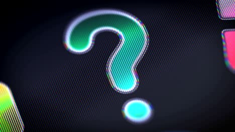 question mark on the screen. looping.