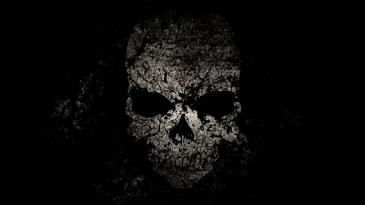 oscuro grunge cráneo de fondo bucle con distorsión