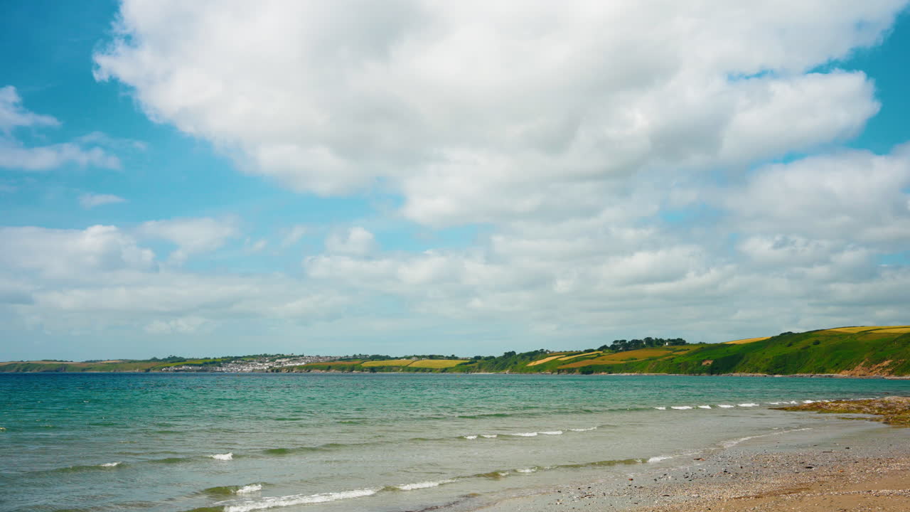 영국 코니쉬 해안의 파노라마 풍경