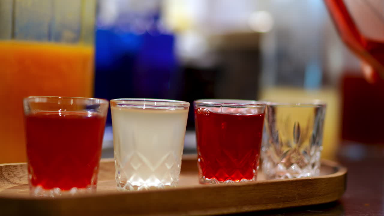 Assorted Shots of Colorful Cocktails