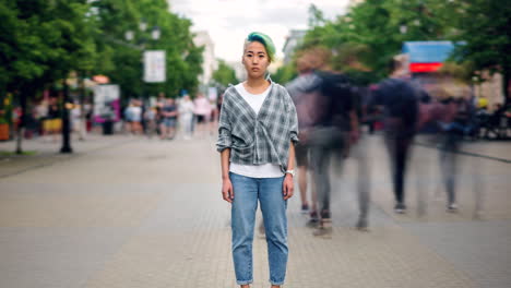 young woman on a city street