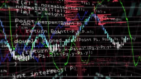 animation of data processing and diagrams on black background