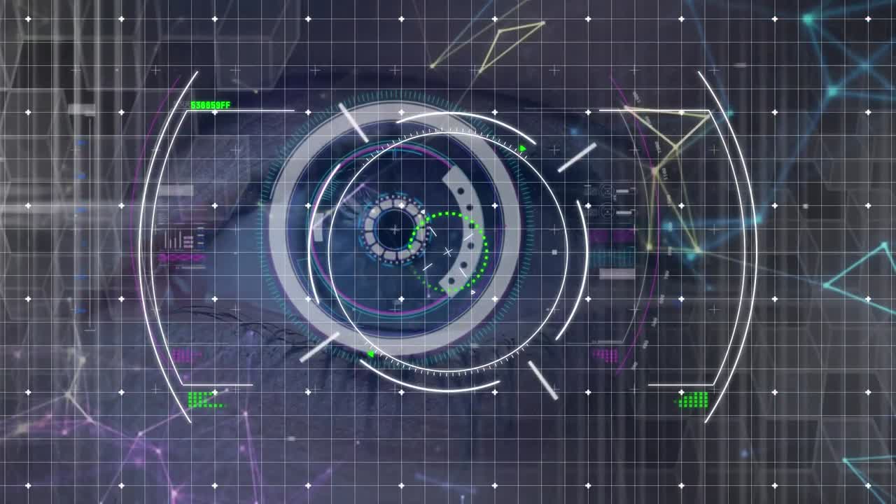 animación del visor sobre el ojo en el fondo
