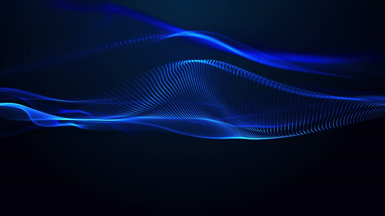 Futuristic animation with particle wave object in slow motion, 4096x2304 loop 4K