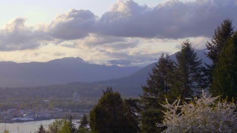 Beautiful-cloud-formations-over-the-mountains-of-North-Vancouver---time-lapse