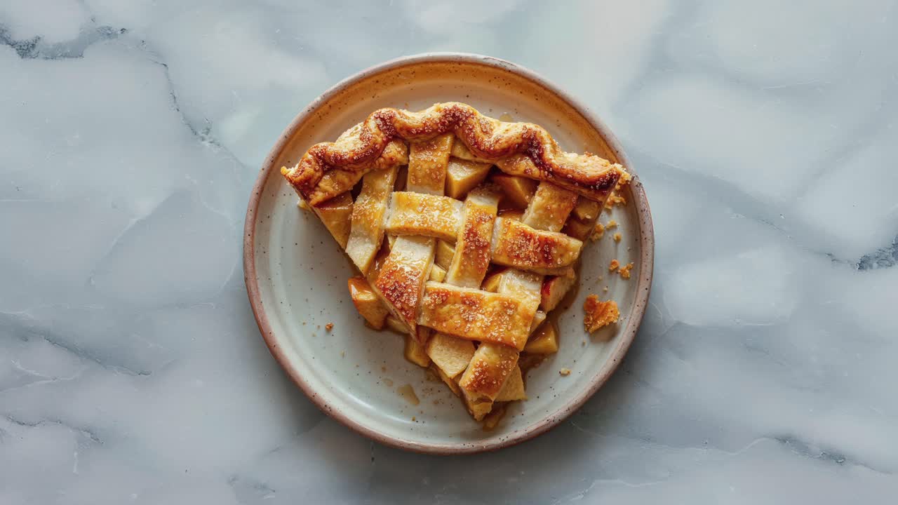 접시에 사과 파이 한 조각