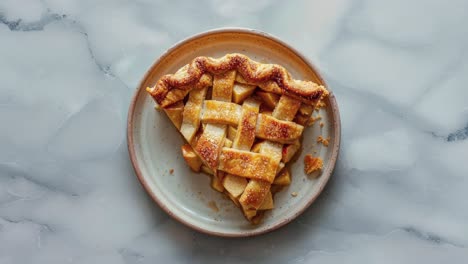 Un trozo de tarta de manzana en un plato