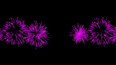 animación de coloridos fuegos artificiales de navidad y año nuevo que explotan sobre un fondo negro