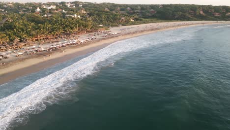 Aerial-of-puerto-escondido-Oaxaca-Mexico-famous-beach-Zicatela-la-punta