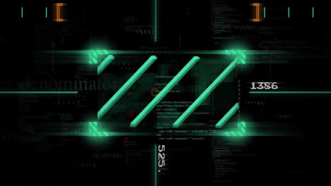 carga de animación de barra sobre código digital y números en la pantalla de la computadora