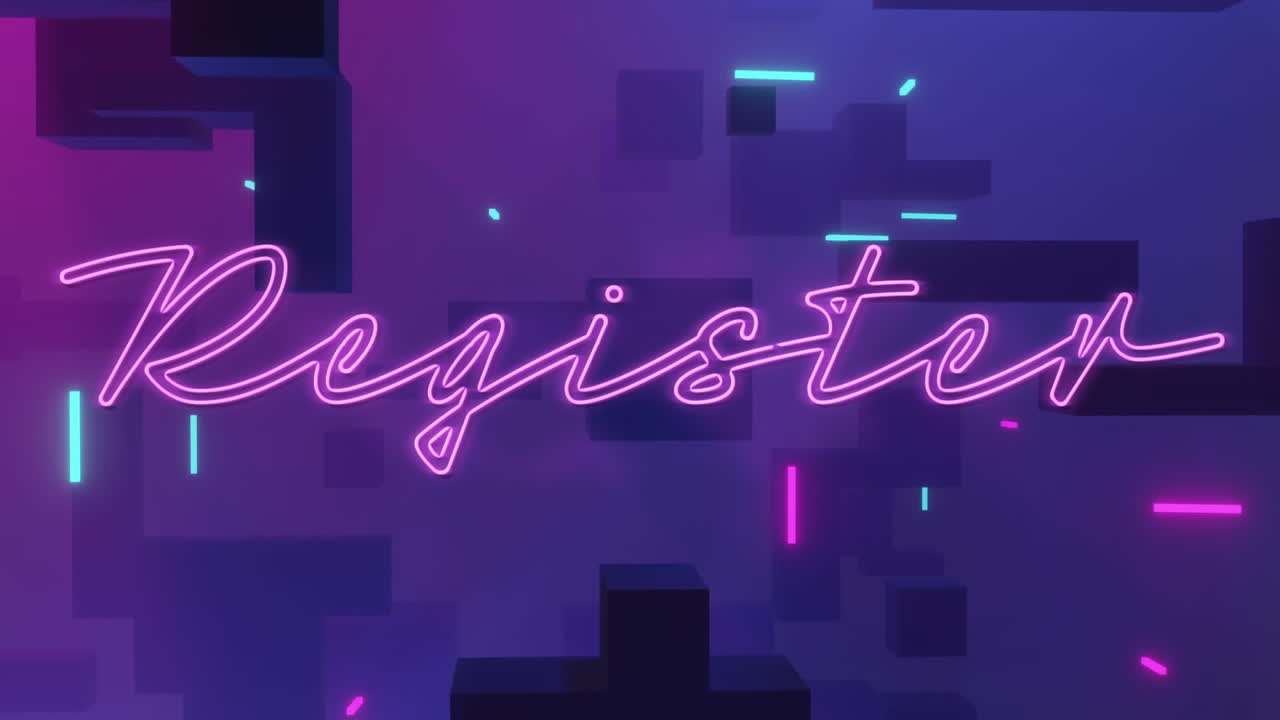 animación del texto del registro sobre un fondo púrpura