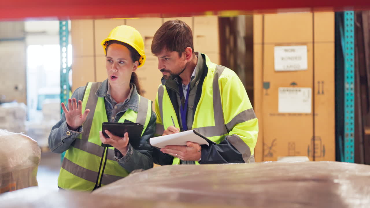 trabajadores del almacén comprobando el inventario