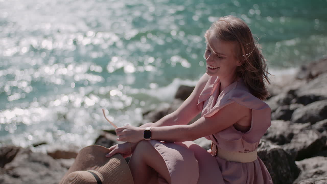 Woman Enjoying Beautiful Sea Coastline