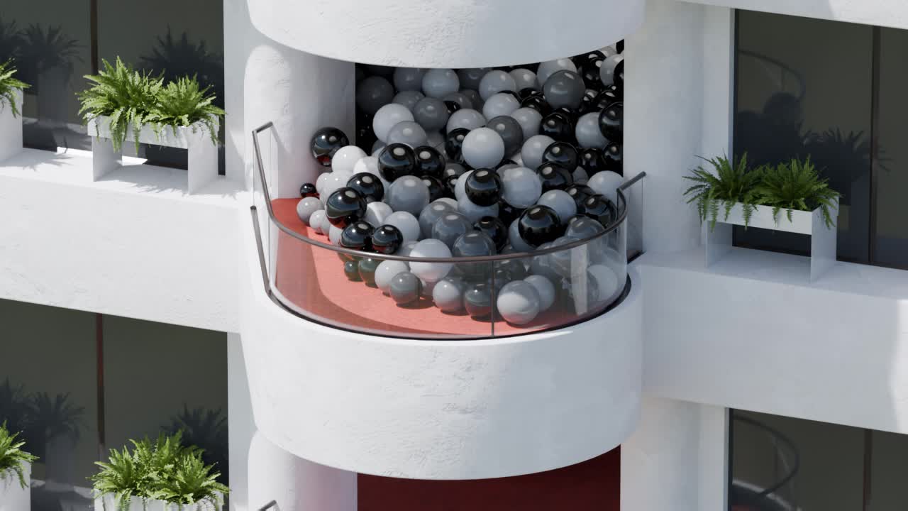 Modern Balcony with Black and White Balls