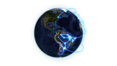 red azul en la tierra con la imagen de la tierra cortesía de nasa.org